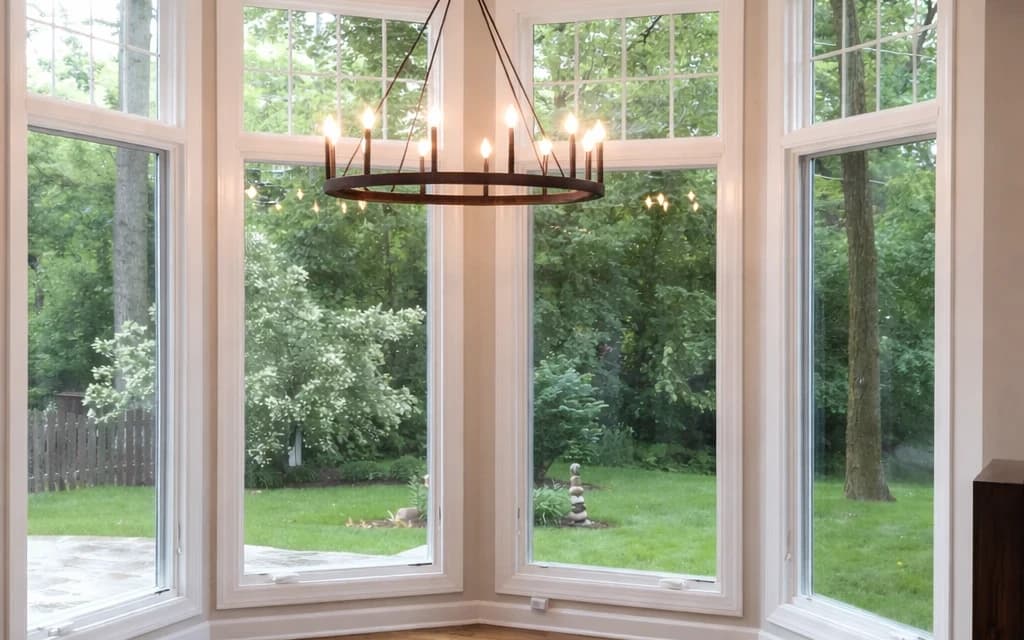 Window replacement project — bright living room with new windows